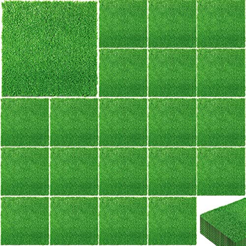 Boao Kunstrasengras, quadratische Matte, 30,5 x 30,5 cm, Fliesen, künstliche Gartengras-Patches, DIY-Dekorationen für Hunde, Innen- und Außenbereich, Rasendekorationen (24 Stück)