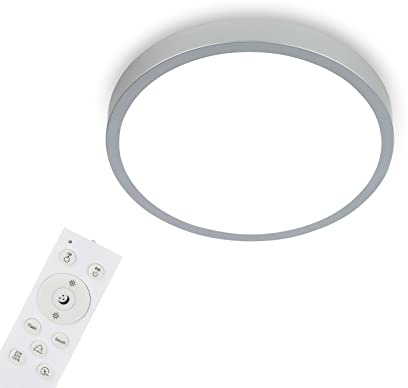 BRILONER - LED Deckenlampe mit Fernbedienung, buntes RGB+W Licht, Dimmbar, LED Lampe, Deckenleuchte, Wohnzimmerlampe, Schlafzimmerlampe, Küchenlampe, Deckenbeleuchtung, 38x5 cm, Silberfarbig