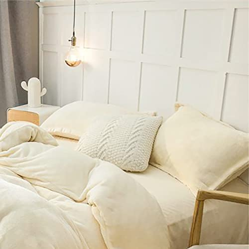 Omela 2er Set Kissenbezug 40x80 cm Creme Weiß Cashmer Touch Coral Fleece Kissenhülle Super Weich & Warme Sofakissen Kissenhüllen Kopfkissenbezug Reißverschluss, Kissenbezug 40x80x2