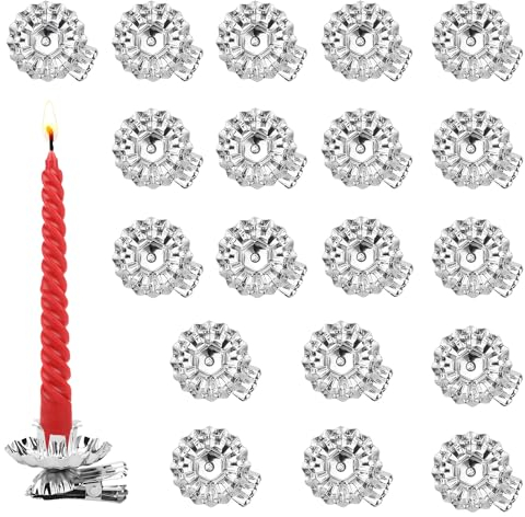 Kerzenhalter Clip Silber Kerzenhalter für Weihnachtsbaum Metall Kerzen Clips für Weihnachten Geburtstag Party Kerzenhalter Set mit 16 Stück (Silber)