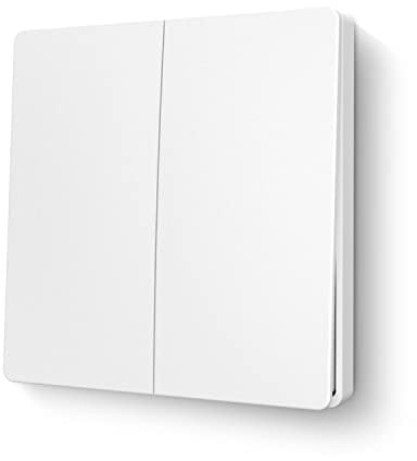 DieseRC Wireless Kinetic Light Switch Wall Panel RF Safety Control and 10A Relay Receiver Controller with Fuse, No Wiring No Battery Self-generating(Only 1 2-gang Switch)