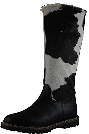 Ammann Damen Stiefel Montana schwarz/Weiss Kuhfell/Leder Lammfellfutter Profil Gummisohle Größe 42