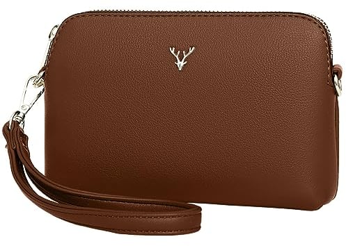ZMDB Handtasche Klein Umhängetasche PU Leder Handytasche mit Handgelenkband & Verstellbar Abnehmbar Schultergurt, Crossbody Bag mit Reißverschluss