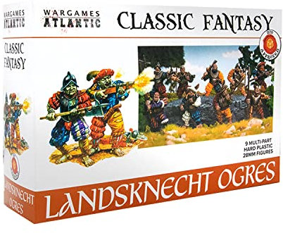 Wargames Atlantic: Landsknecht Ogres & The Vain (9 figuras de plástico duro multiparte de 28 mm) - Fabricado en los Estados Unidos - A partir de 168 años