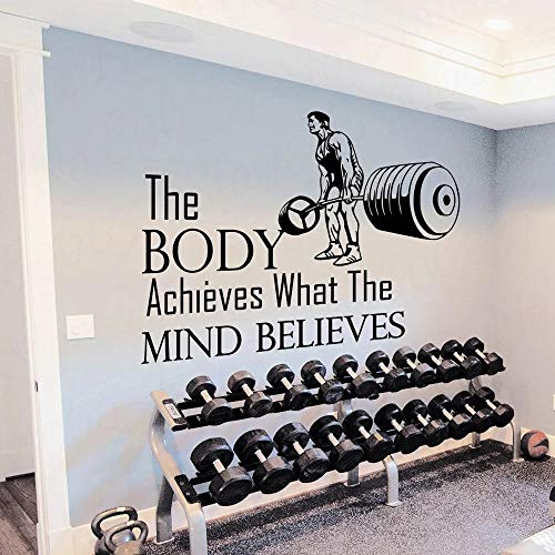 Gym Inspirierende Zitat Vinyl Aufkleber Wall Art Motivation Sport Tapete Home Room Interior Fitness Abnehmbare Dekor 77X57CM