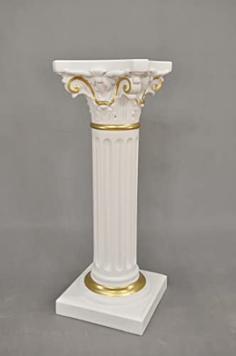 Cinar Säule Mäander Style Beistelltisch Marmoriert Dekosäule 75 cm Griechische Antik Retro Rokoko Säule Barock Blumenständer Podest Handbemalt