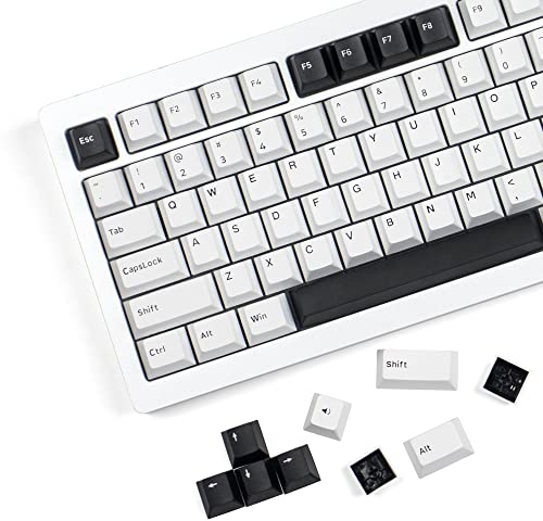 XVX Bow-Tastenkappen, 168 Tasten, minimalistischer Stil, Schwarz auf Weiß, Doppelschuss, PBT-Tastenkappen-Set, Cherry Profile Tastatur-Tastenkappen für Cherry Gateron MX Switches Mechanische Tastatur