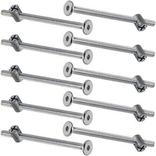 AERZETIX - C65819 - Juego de 10 tornillos de cabeza plana + 10 tuercas de barril con ranuras M6x100mm - perno de tuerca - en acero - color plata - herrajes de montaje mueble madera MDF armario alacena