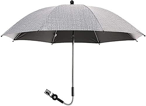 TIIFFY Protección Solar Universal Parasol para Cochecitos Y Carritos Cochecito Paraguas Protección UV 50+ Y Rotación De 360 °, 75 Cm De Diámetro (Color : Gray, Size : 85cm)