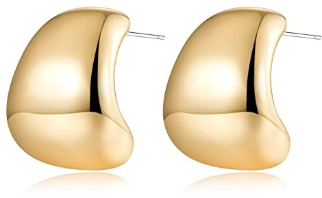 MUYAN Gold Curved Square Kleine Dicke Ohrringe, zierliche Gold Chunky Stud Ohrringe Alltag Leichter Schmuck Mode Schmuck Geschenke