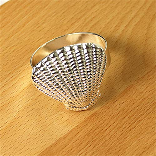 6 Stück Tischdeckenregal Arrangement Hochzeit Handtuch Schnalle Legierung Muschel Serviettenring Hochzeit Zubehör (Argento, Talla ?nica)