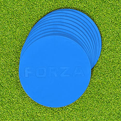 ORZA Flat Disc Markers [10 Pack] - 7” Non Slip Sports Discs - Carry Bag Included (Sky Blue)