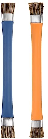 sourcing map Double-Head Phone Motherboard IC Cleaning Brush 12x15mm Bristles Hair Anti-Static ESD Brush Cleaner for Computer Phone, Orange + Blue