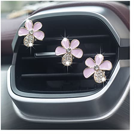 JNNJ 6 Pezzi Clip Con Fiore Di Margherita per Presa D'aria Condizionata per Auto, Diffusore Di Profumo Auto a Forma Di Fiore Con Clip, Simpatici Accessori per La Decorazione Interni Auto(Rosa)