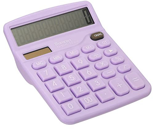 PATIKIL Escritorio Calculadora, 12 Dígitos Gran LCD Pantalla Electrónica Calculadora Solar Batería Doble Alimentación para Hogar Oficina Escritorio, Púrpura