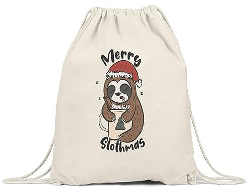 Hey!Print Merry Slothmas Turnbeutel Gymsack Weihnachten Merry Christmas Weihnachtsabend Zimt Heilig Abend Winter Weihnachtszeit