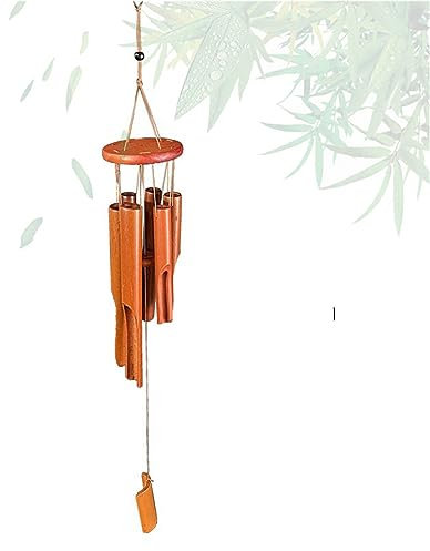 Hixingo Windspiele fur Draußen Hangend, Holz Bambus-Windspiel zum Basteln Aluminiumle Legierung Röhren Klangspiel Wind Chimes für Garten, Hof, Terrasse (Brown,75cm)