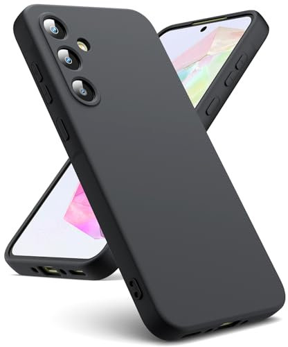 Oududianzi - Coque Compatible avec Samsung Galaxy A35 5G, [Silicone Liquide] [Intérieur Microfibre] Souple Étuis en Caoutchouc Housse Antichoc Protection Bumper Coque Samsung A35 - Noir