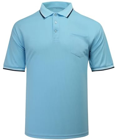 redgino Herren-Baseball-Shirt, Softball-Shirt, Schiedsrichterausrüstung, kurzärmelig, für Brustschutz, Babyblau, Größe L