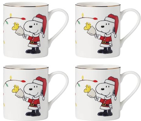Lenox Snoopy - Juego de 4 tazas de Navidad, 4 unidades, multicolor