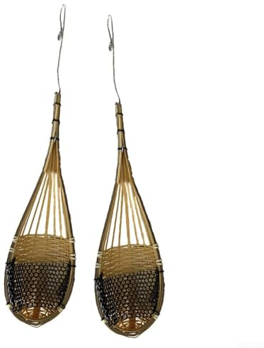 2 Stück Garten Orchidee Pflanzenhänger Korb Orchidee Hängekorb mit Metallhaken Bambus gewebter Blumenkorb Outdoor Orchidee Pflanztopf