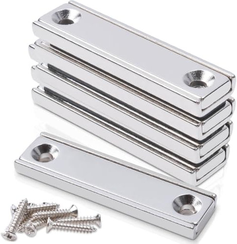 Magnete Stark Mit Loch, 40x13.5x5mm Neodym Magnete Extra Stark, Rechteckig Stark Magnete Flach, Magneten Starker Halt, Magnete Set Zum Schrauben, Super Starke Magnet, für Küchen Magnettafel【5Stück】