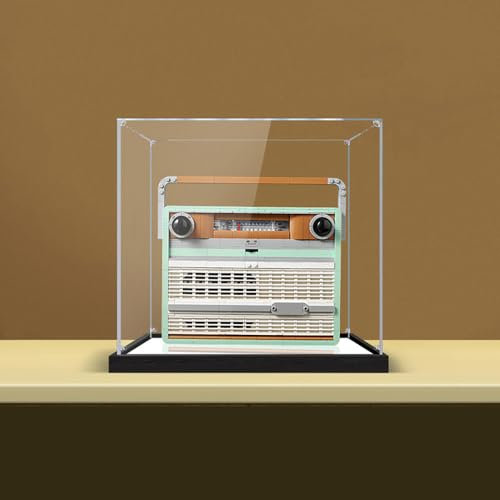 Vetrina in acrilico per Lego 10334 radio retrò, modello a blocchi di costruzione, trasparente, antipolvere, 25 x 25 x 15 cm, solo scatola espositiva, idea regalo, personalizzabile (specchio, 2 mm)