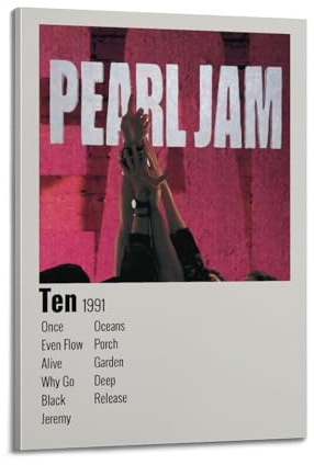 Ten – Pearl Jam Poster, Wandkunst, Vintage-Kunst, Raumdekoration, ästhetisches Schlafzimmer-Poster für Schlafzimmer, 20 x 30 cm, Rahmenstil