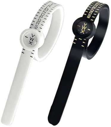 Ring Sizer UK - Adjustable Ring Measurement Tool with Magnifying Glass - A-Z Sizing - Wedding Ring Sizer Gauge For Men and Women - 2Pcs (Black + White)