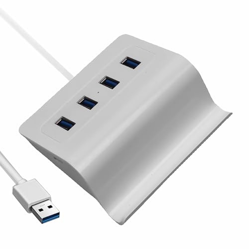 M49CS 5-in-1 USB 3.0 Hub mit 4 USB-Anschlüssen, Multifunktionaler Handyhalter für Smartphone, PC und Laptop, Schnelle Datenübertragung, Kompatibel mit Windows/Mac/Linux