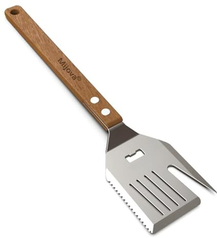 Grillspatel für Grill, Multifunktion BBQ Tool Extra Langes Grillzubehör Box Paket Mehr Spaß Effizienter Edelstahl Zubehör Holzgriff Urlaub BBQ Zubehör