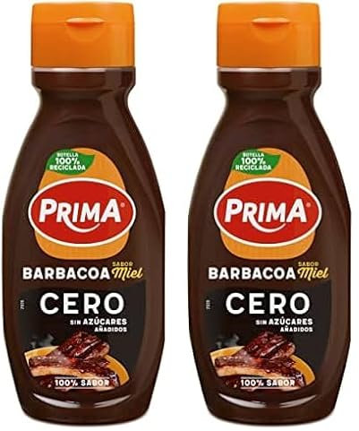 Prima salsa barbacoa Cero con sabor a miel. 420 g (Paquete de 2)