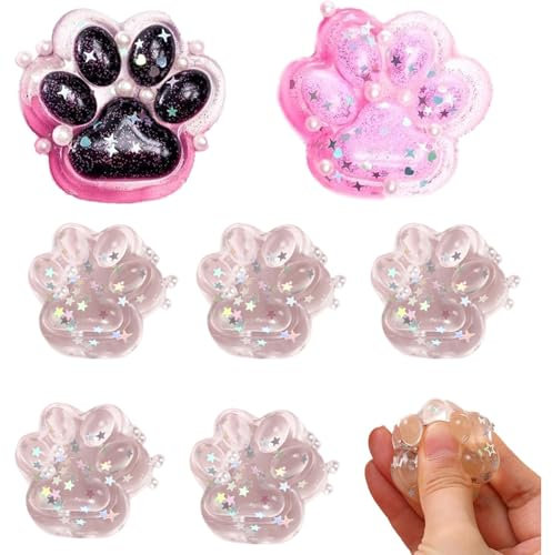 7 PCS Taba Squishy Paw, Cat Paw Squishy, Squishy Paw, Squishy Cat Paw, Taba Squishy, Fufu Squishy, Soft and Elasticity Squeeze Toys, Mini Cute Cat Paw Stress Relief Toy for Children and Adults
