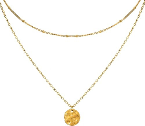 MILAKOO Multilayer Delicate Necklace Stacked Circle Disc Pendant Chain Choker Gold Plated Chains Link Necklace