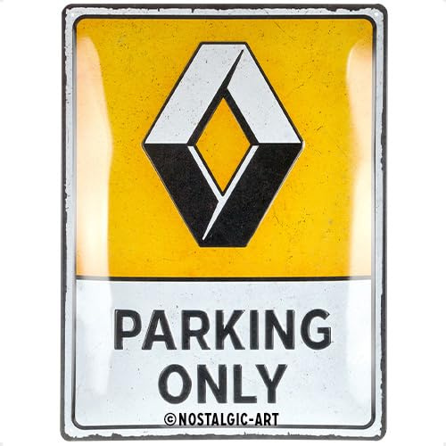 Nostalgic-Art Retro Blechschild, 30 x 40 cm, Renault – Parking Only – Geschenk-Idee für Renault-Zubehör Fans, Original Lizenzprodukt (OLP), aus Metall, Vintage Design, Blechschilder Sprüche