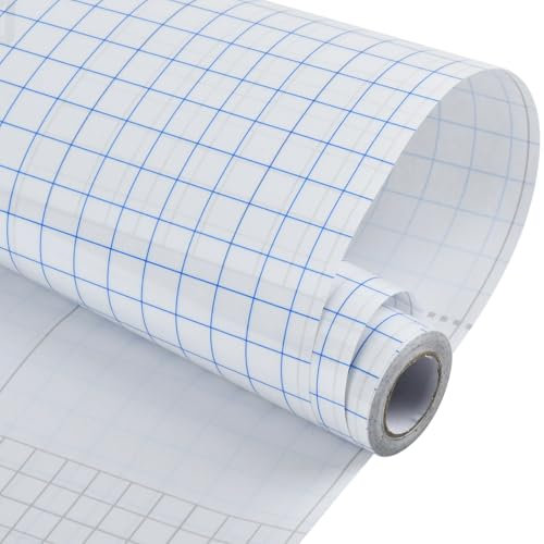 TMBMLPP Film de transfert pour traceur en vinyle, 30,5 cm x 500 cm, rouleau de film de transfert avec grille, film de transfert Cricut pour traceur, panneaux autocollants pour voiture