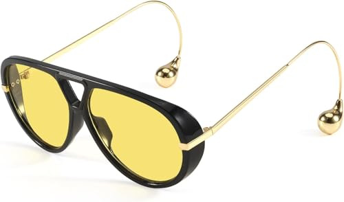 Goolecrimp Herren Damen Übergroße Sonnenbrille mit Ohrringen Retro Cool 2025 Fashion Large Frame Double Beam Sonnenbrille