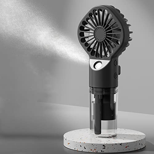 Mini ventilateur portable rechargeable par USB avec 4 vitesses réglables, ventilateur brumisateur personnel à piles, pour camping, voyage (noir)