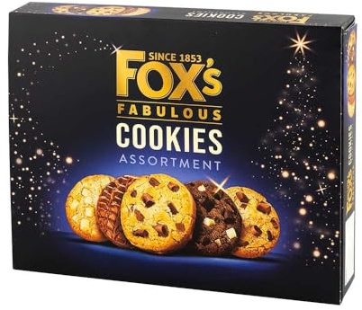 Fox's Fabulous Cookies Assortment 365g Luxury Biscuit Selection | Perfect for Xmas Gifts, Biscuit Gifts Box | Milk, Triple, White and Half Coated Chocolate Biscuits for All Occasions (1 Box)