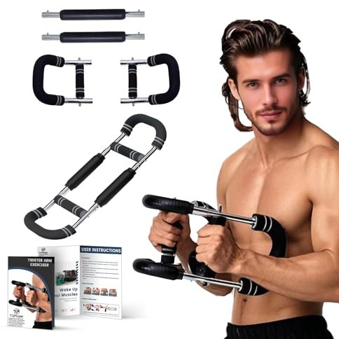 TOPtoper Twister Arm Trainer, équipement d'entraînement de Poitrine réglable, équipement d'exercice des Bras pour Homme, équipement d'entraînement Musculaire des Avant-Bras (Gris, 60-100lbs)