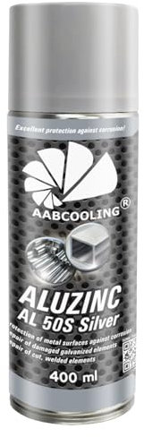 AABCOOLING Aluzinc AL 50S Plata 400ml Imprimación Spray Zinc Aluminio Anticorrosiva para Coche Moto, Fondo Protector Metales, Carrocería, Secado Rápido, Alta Adherencia, Antióxido K4