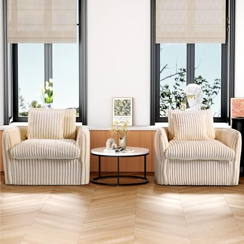 okwish Sitzsack Sofa Relaxsessel 2er-Set, Zweisitzer-Sofa mit Rückenkissen, Weiß, Flanell Stoff, Abnehmbare Sitzkissen und Rückenkissen, Wohnzimmer, Lounge, Schlafzimmer, Büro