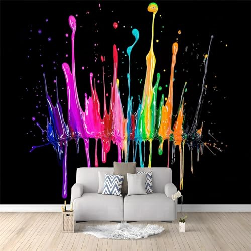 Fotomurales no tejido Color De Pintura De Grafiti 200x140 cm Papel Pintado Decoración de Pared Murales póster efecto 3D, Decorativos Murales para Dormitorio Salón TV Pared