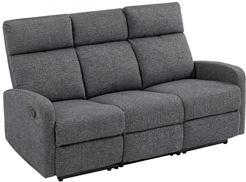 HOMCOM 3-Sitzer Relaxsessel Fernsehsessel Liegesessel mit Liegefunktion Sessel mit individuell Verstellbarer Rückenlehne, TV Sessel mit Chenille-Optik für Schlafzimmer Wohnzimmer, Grau
