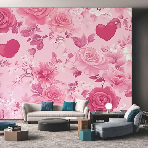 Generisch Tapete Rosa Rose Vliestapete Romantische Mädchen 150X105cm Fototapete Wohnzimmer Motivtapete Schlafzimmer Tapeten Deko, Mustertapete, Wandtapete
