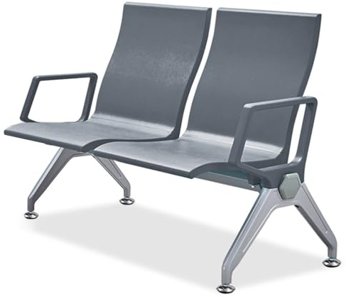 LXRHLIKG Wartezimmer Stühle, 2-Sitzer Besucherstuhl aus Polyurethan, Besucher- & Konferenzstühle mit Armlehnen, für Büro, Flughafen, Bank, Krankenhaus, Friseursalon(Gray)