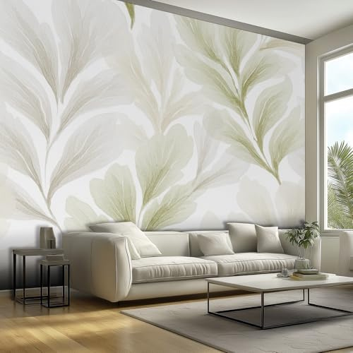 Générique Papier Peint Intissé Vert Sauge Feuilles Planter 150 x 105 cm Papier Peint Panoramique Grandes Poster Mural Photo pour Salon, Chambre, Décor Fond TV UID51