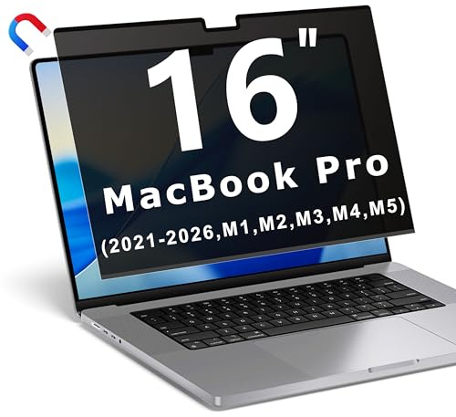 YBTFBG Magnetischer Blickschutzfolie für Macbook Pro 16 Zoll (2021-2026, M1, M2, M3, M4, M5, Pro, Max), Abnehmbarer Laptop Sichtschutzfilter und Blendfreier Blaulicht Sichtschutzfolie