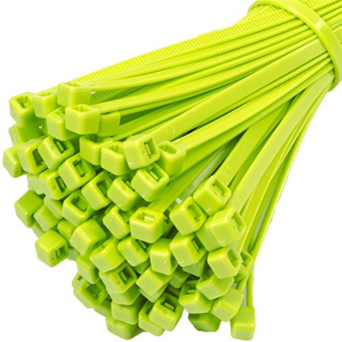 500x Strong Fluorescent Green Cable Ties (300mm x 4.8mm)