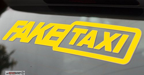 myrockshirt Fake Taxi 30 cm Aufkleber Hintergrund, UV und Waschanlagenfest, hochwertig geplottet, Decal, Sticker,Tuning, Bonus Testaufkleber Estrellina-Glückstern®